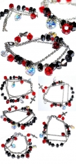 Exclusief Rood Zwart Hart Swarovski Crystal Charm armband