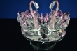 Kristallen zwanen met rose grind in hals op ronde spiegel