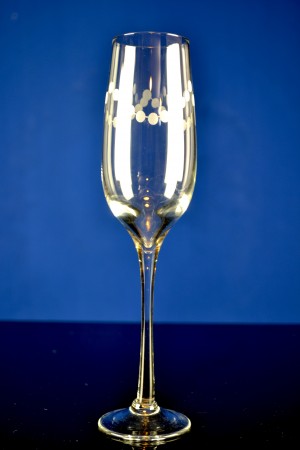 Campagne glas helder kristal met mat geslepen sierrand